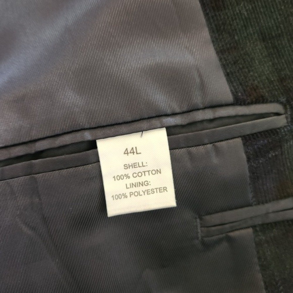 Saddlebred Corduroy Sports Coat Men's 44L Green Tartan Plaid Preppy Holiday - Picture 3 of 13